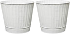 Hosley Metal Planters Pack of 2, Ideal Farmhouse Decor for Floral Arrangements Weddings, Gift Special Events Parties Outdoor Planters White wash 7" Dia x 6" H