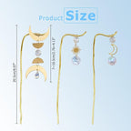 3Pcs Small Metal Trellis Gold Plant Support Stake Brass Plant Stake Cute Plant Decoration with Sun Moon Pendant for Garden Potted Plant Hoya Pothos Flower Monstera
