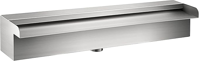 VEVOR Pool Fountain Stainless Steel Pool Waterfall Spillway with Pipe Connector Rectangular Garden Outdoor (11.8")