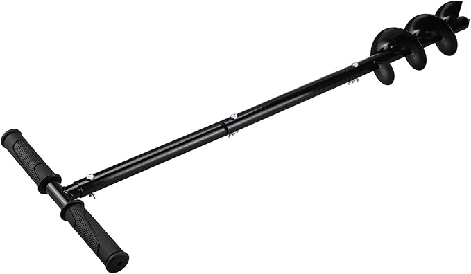 RealPlus Hand Auger Post Hole Digger 4" x 33" Garden Hole Digger Tool Manual Earth Auger Drill for Deep Cultivating Seedlings Planting Trees