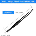 Aquarium Tweezers Extra Long 15 inches, Luxiv Stainless Steel Straight and Curved Tweezers 38cm Extra Long Tweezers for Fish Tank Plant Aquascape Tools, Feeding Tongs (15 inches, Black)