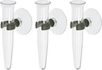 PATIKIL Floral Water Tubes with Suction Cup, 3 Pcs 0.6" ID 4" Plastic Wall Hanging Vase for Plants Flower Arrangement, Clear
