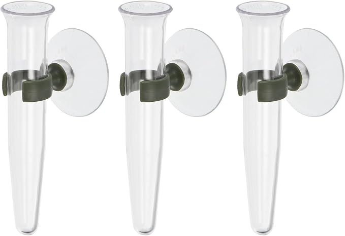 PATIKIL Floral Water Tubes with Suction Cup, 3 Pcs 0.6" ID 4" Plastic Wall Hanging Vase for Plants Flower Arrangement, Clear