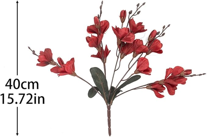 Silk Artificial Orchid Flowers Autumn Butterfly Fake Flower Wedding Home Christmas Decoration Living Room Plants Bouquet White,Deep Purple red