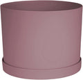 Bloem Mathers 6" Dusty Rose Round Modern Resin Garden Planter Pot with Drainage Holes and Removable Saucer Tray Included