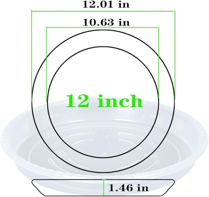 OVZILKI Plant Saucer 2 Pack of 12 inch, Clear Plastic Flower Plant Pot Saucer, Heavy Duty Plant Drip Trays Saucers for Indoor, Plant Water Tray for Planters