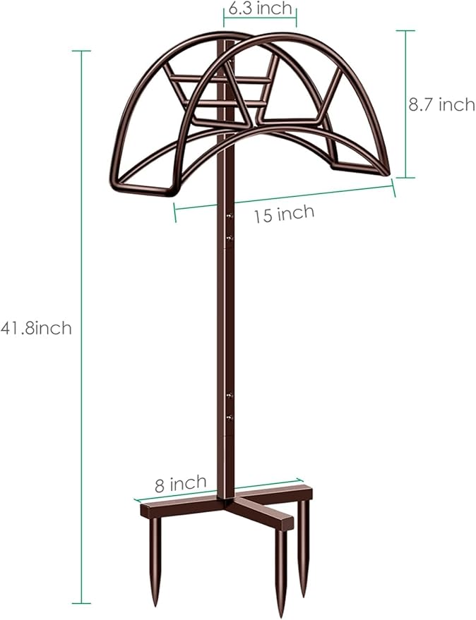 TomCare Garden Hose Holder Detachable Metal Water Hose Holder Hose Hanger Heavy Duty Free Standing Hose Storage Stand for Outside, Brown