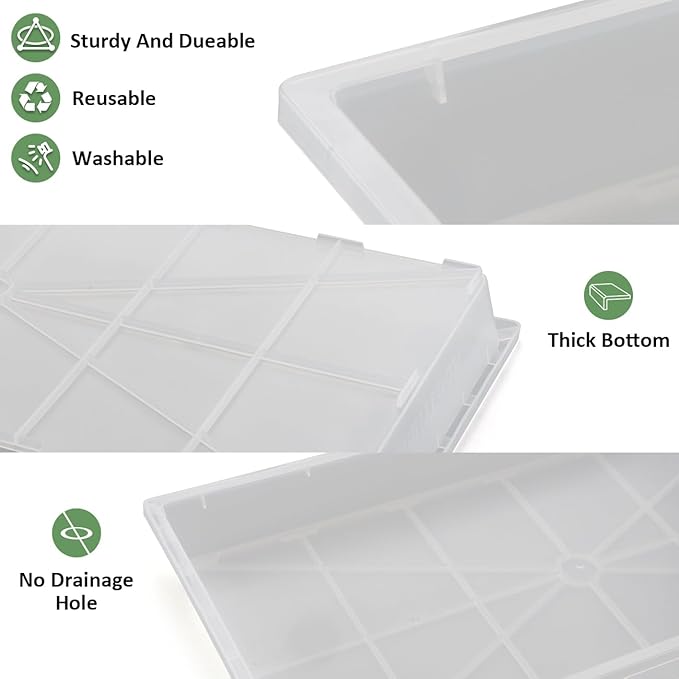 RooTrimmer 1020 Nursery Pot Trays 5 Pack, Transparent Plastic Flat Seed Starter Tray, Durable Square Seedling Starting Tray for Holding and Carrying Plant Pots (Clear)