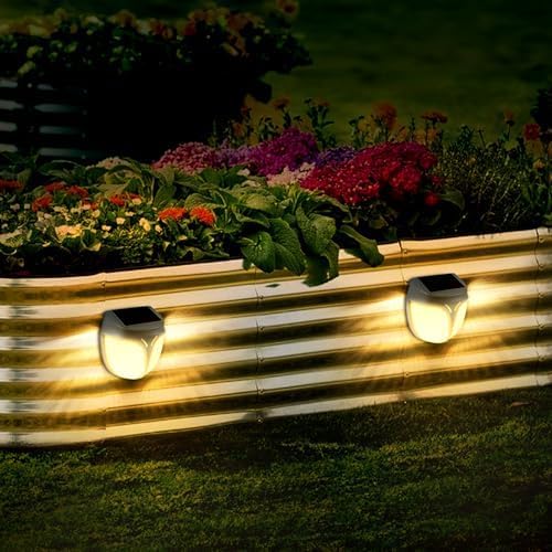 Raised Garden Bed Solar Lights Magnetic, IPX4 Waterproof Solar Lights Outdoor, Solar Powered Garden Light for Planter Raised Beds, 2 Pack