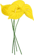 uxcell 4Pcs 11inch Artificial Anthurium Lily Flowers, Permanent Flower Bouquet for Home Arrangements Wedding Festival Decoration Crafts Store Decor Accessories, Yellow
