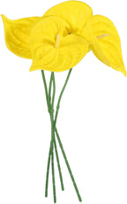 uxcell 4Pcs 11inch Artificial Anthurium Lily Flowers, Permanent Flower Bouquet for Home Arrangements Wedding Festival Decoration Crafts Store Decor Accessories, Yellow