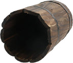 MY MIRONEY Wooden Barrel Planter Vintage Style Wood Bucket Rustic Garden Flower Plant Pots Container, Wave Mouth, 5.63" x 8.86"