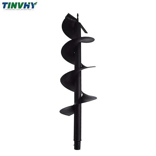 8-in Earth Auger Drill Bit, Garden Plant Flower Auger Rapid Planter Compatible Gas Powered Post Fence Hole Digger with 3/4 Shaft