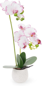 Fake Orchid in Vase Artificial Orchids That Look Real with Pot Artificial Flowers for Home Decor (Pink)