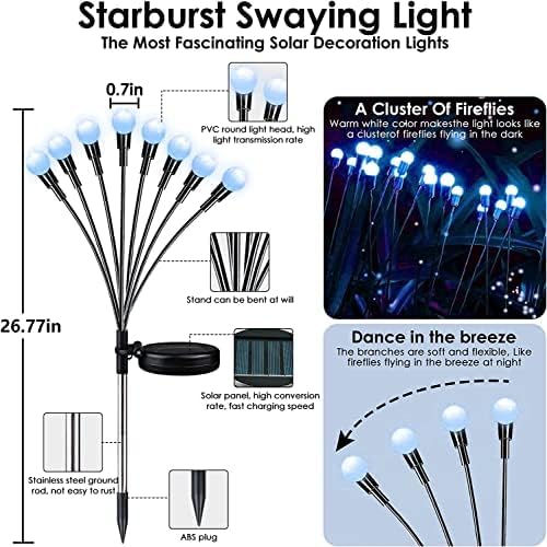 Albelt 6-Pack Solar Outdoor Lights for Garden Decorations, 48 LED Super Bright Firefly Light (Sway by Wind), New Upgraded Solar Lights Outside Waterproof for Outside Pathway Patio Yard Porch (Blue)