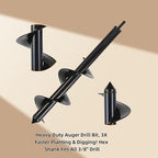 Heavy Duty Auger Drill Bit, 3X Faster Planting & Digging! Hex Shank Fits All 3/8" Drills ，Garden Bulb Planter, Ice Fishing & Fence Post Hole Digger ， Carbon Steel Blade