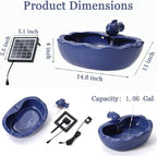 Solar Water Fountain, 11 inch Ceramic Koi Fountain, Blue Glazed Finish, Outdoor Solar Garden Fountain, Solar Powered Fountain for Garden, Tabletop, Balcony, Patio, Deck