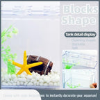 Small Betta Fish Tank, Stackable Mini Fish Tank Tiny Aquarium Tank Kit with Aquarium Gravel & Resin Decorations, 0.6 Gallon Cube Desktop Fishbowl for Snails, Crabs, Starfish (Clear)