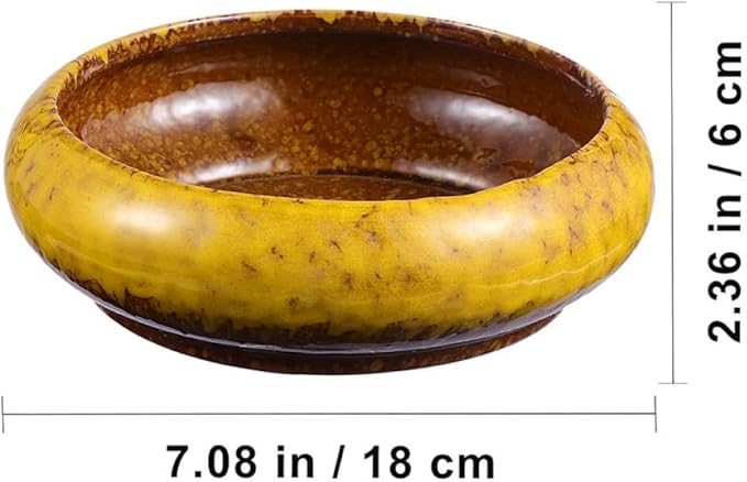 2pcs Vintage Ceramic Flowerpot Set, Large Diameter Succulent Planter Pots with Red and Yellow Glaze, Outdoor Patio Planting Container for Garden and Home Use