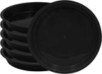 6pcs Black Plastic Plant Saucers (4 inch) - Heavy Duty Indoor Plant Trays for Pots with Water Drainage, Drip Catcher & Decor (Set of 6 Round Saucers)