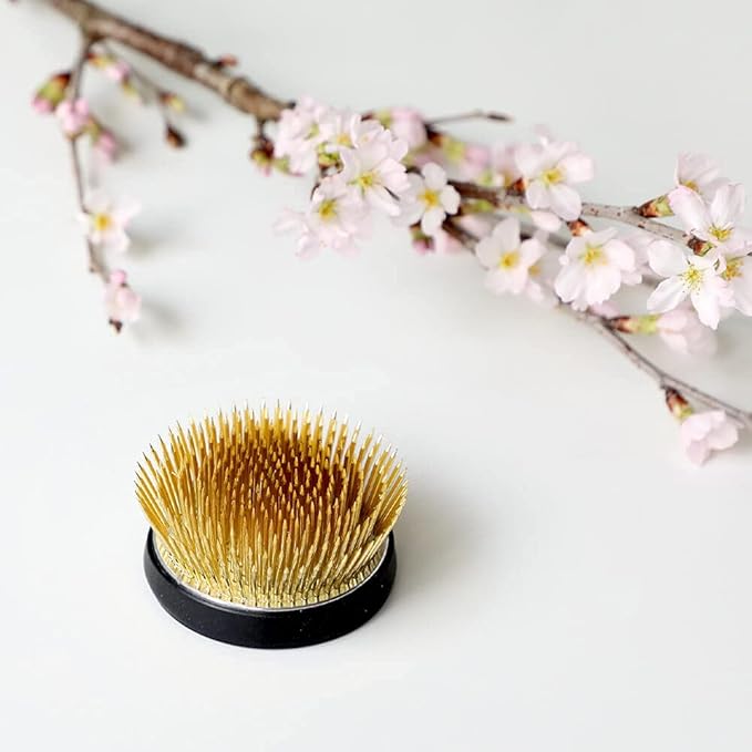 Wazakura Radial Blooming Flower Ikebana Kenzan, Made in Japan 2.5"(62mm), Unique Dome Shaped Brass Flower Arrangement Holder, Japanese Round Frog Pin for Fresh, Ceramic or Dried Flowers Creations