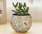 PieceRelax 3D Puzzle Planter - Retro Tiles - Danish Folklore Style, for Mom, Home Decor Flower Pots for Indoor Cactus, Succulents Pots [K1104]