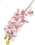 4pcs Artificial Cymbidium Orchid Flower Plant 3D Print Vanda 10 Heads Latex Phalaenopsis Flower (Pale Pink)