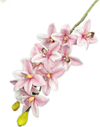 4pcs Artificial Cymbidium Orchid Flower Plant 3D Print Vanda 10 Heads Latex Phalaenopsis Flower (Pale Pink)