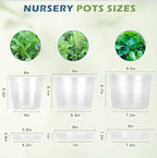 6/8/10 Inch Large Size Clear Nursery Pots with Drainage and Saucers, 9 Pack Plastic Plant Pots for Seedling Starter, Durable Plastic Pots for Indoors