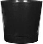 Root & Vessel Majestic Full Depth Round Cylinder Pot, Glossy Black, 10-Inch (10108)