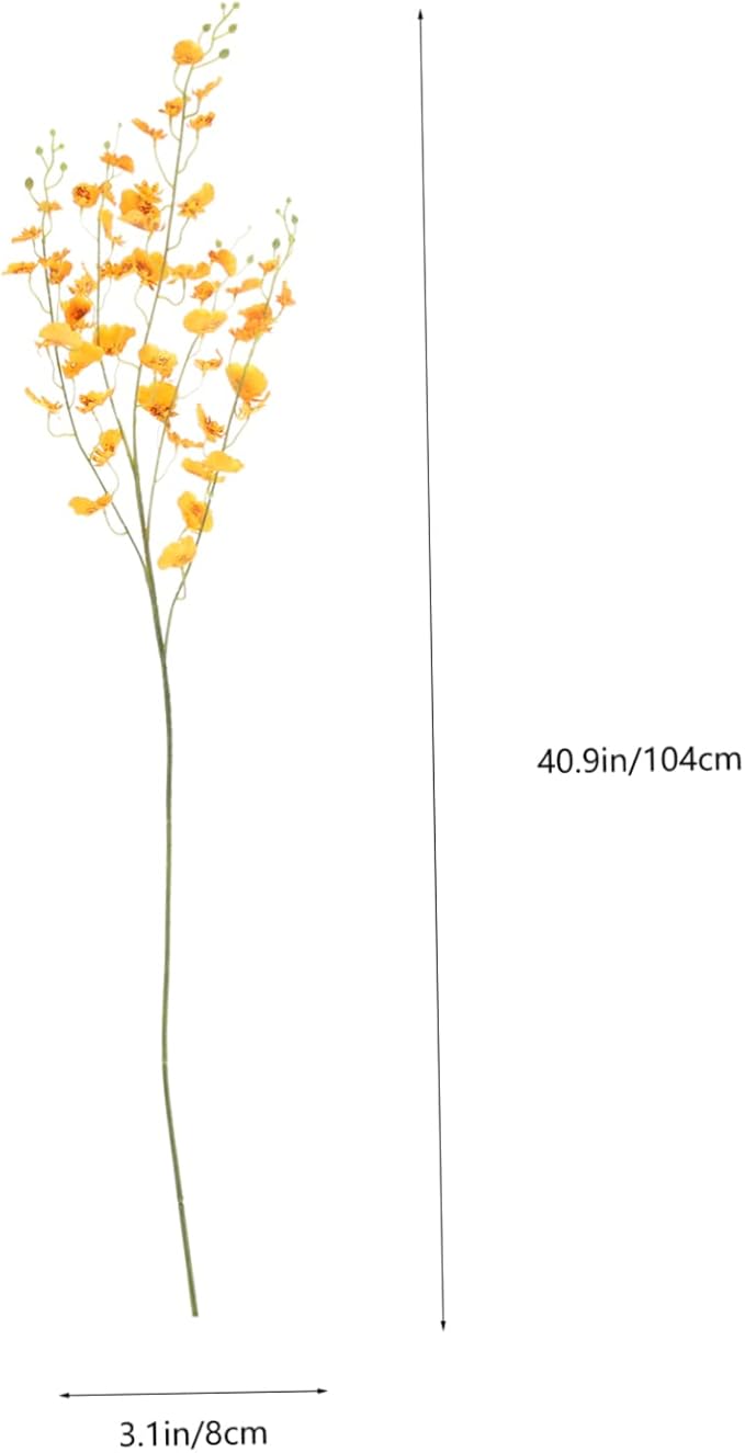 Cabilock Imitation Oncidium Orchid Artificial Flower Single Stem Orange Simulation Flower Decor for DIY Adornment Photography Props Home Bedroom Living Room Decoration