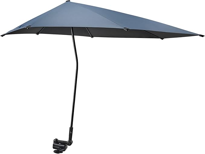 G4Free UPF 50+ Adjustable Beach Umbrella XL with Universal Clamp for Chair Stroller Wheelchair Golf Cart Bleacher Patio