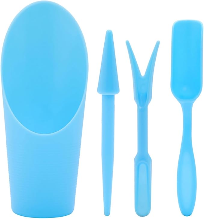 PENCK Soil Scoop for Indoor Plants - Plastic Mini Garden Plant Care Shovel Hand Tools Transplanting Succulent Cultivation Digging Scoops Kits, Blue