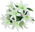Fake Flower Simulation Flower 10 Lily Bouquet Orchid Perfume Lily Living Room Flower Arrangement Props Plastic Silk Flower(White)