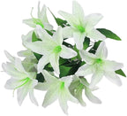 Fake Flower Simulation Flower 10 Lily Bouquet Orchid Perfume Lily Living Room Flower Arrangement Props Plastic Silk Flower(White)