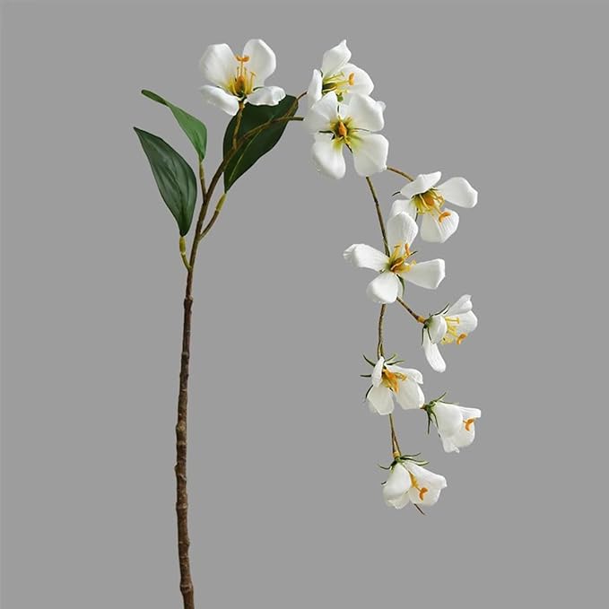 Artificial Flower Decoration Orchid Realistic high-end Bionic Flower Living Room Artificial Flower Living Room TV Cabinet Decoration Ornament Retro Fake Flowers (White 1 Stick)