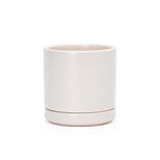 D'vine Dev 3.5 Inch Ceramic Planter Pot with Drainage Hole and Saucer, Indoor Cylinder Round Planter Pot, Oatmeal, 94-O-A-8