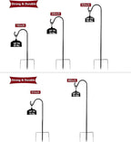 EXCMARK Shepherd Hook Adjustable Height 32/24/16’’ 1/2 inch Thick Use at Weddings, Hanging Solar Lights, Lanterns, Bird Feeders, Metal Hanger Hook (Black,32inch). U.S. Patent.