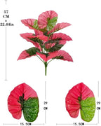 Artificial Caladium Plant with Red and Green Leaves, Red Leaf Artificial Plants Decoration Simulated Bonsai Potted Decor Home Room Party Wedding Office Floor(Rosered(No Flowerpot), 60cm)
