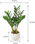 TentoWhan（2Packs Faux Plants Indoor 18.9" Artificial ZZ Plants in White Pot Fake Potted Zamioculcas Silk Faux Plants for Home Table Decor Bedroom Aesthetic