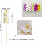2 Pcs Orchid Stems 38" Artificial Flowers Real Touch Latex Faux Phalaenopsis Branches White Artificial Flowers for Wedding Party Home Garden Decor (Yellow)