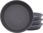 The HC Companies 8 Inch Classic Round Plant Saucer, Lightweight UV-Resistant Plastic Outdoor & Indoor Flower Pot Tray, 4-Pack Plant Pot Trays for Garden & Home Decor, Warm Gray