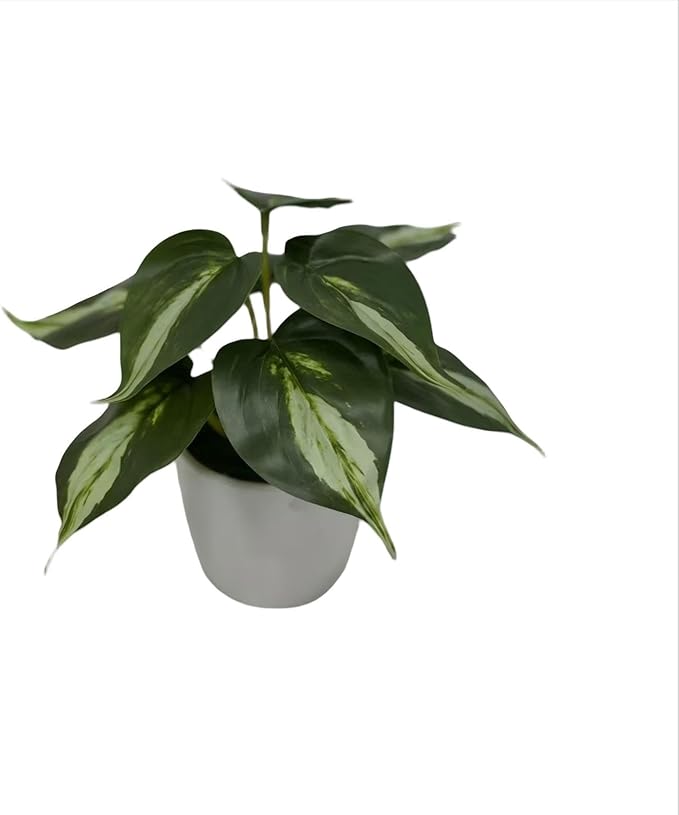 Kiko Artificial Plant-POTHOS -9 PCS in White Melamine Pot Fake Table Plant Greenery Potted Plants for Office, Living Room, Dinner Room, Shopping mall,Artificial Plant for Indoors