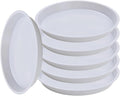 6pcs White Plastic Plant Saucers (8 inch) - Heavy Duty Indoor Plant Trays for Pots with Water Drainage, Drip Catcher & Decor (Set of 6 Round Saucers)