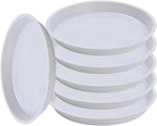 6pcs White Plastic Plant Saucers (8 inch) - Heavy Duty Indoor Plant Trays for Pots with Water Drainage, Drip Catcher & Decor (Set of 6 Round Saucers)