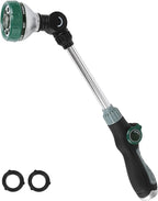 Watering Wand for Garden Hose, 17.5 Inch, 8 Spray Patterns, Garden Hose Nozzle with Thumb Flow Control, Adjustable Water Sprayer with Pivoting Head, Ideal for Hanging Baskets and Shrubs