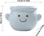 Cute Face Planter Pot, Small Resin Head Planters for Indoor Plants, Funny Smiling Face Flower Pot Succulent Planter with Drainage Hole, Gift IdeaI for Birthday Christmas (Blue)