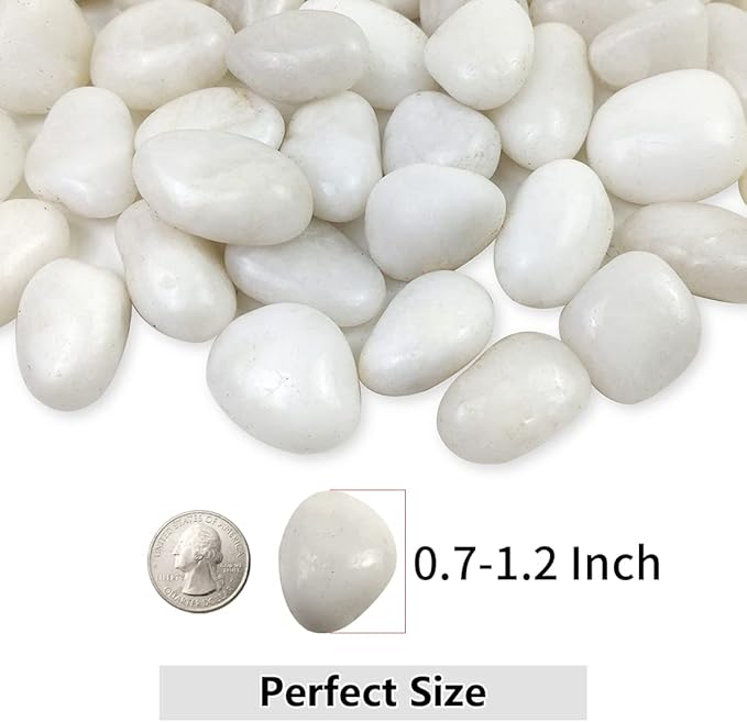 YISZM White Pebbles for Indoor Plants, Natural Polished River Rocks, Small Decorative Stones for Planters Vase Fish Tank Aquariums Landscaping Garden, 2lbs