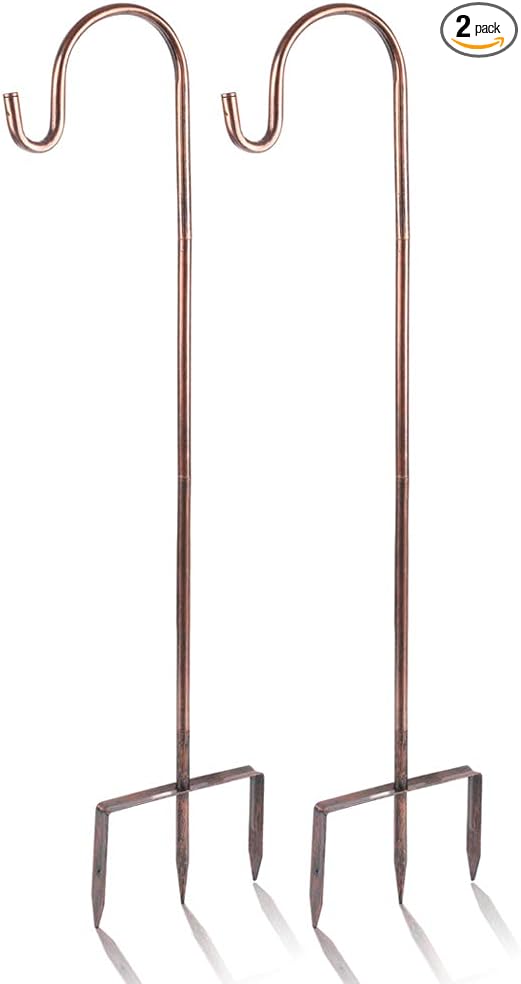 EXCMARK 2 Pack Shepherd Hook 31 inch 1/2 inch Thick Use at Weddings, Hanging Solar Lights, Lanterns, Bird Feeders, Metal Hanger Hook (Bronze, 31 inch) U.S. Patent.