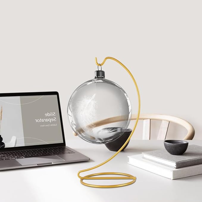 9 Inch Gold Ornament Display Stand, Metal Ornament Hanger Stand for Hanging Glass Globe, Air Plant Terrarium, Witch Ball, Christmas Ornament and Home Wedding Decoration (1, 9x4 Gold)